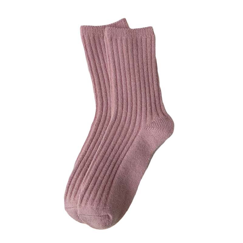 Новинка 2023, зимние кашемировые шерстяные женские носки, повседневные японские модные однотонные плотные длинные носки, теплые короткие носки для девочек