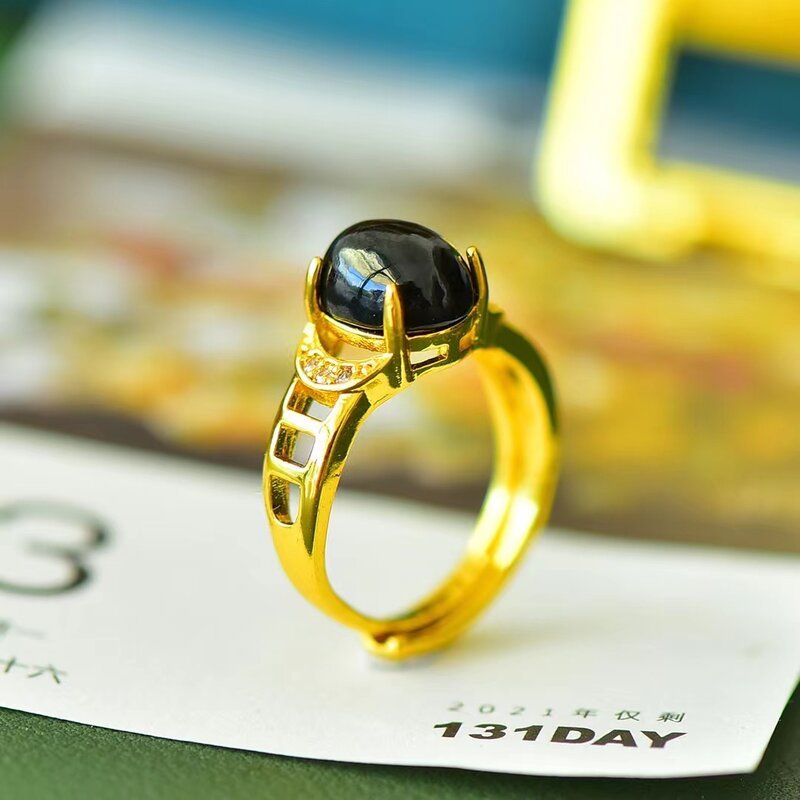خاتم يشم هيتيان ، هيتيان💍خواتم قابلة للتعديل من الحجر الطبيعي الأسود والأخضر للنساء ، سحر أنيق ، مجوهرات رائعة ، خواتم زفاف