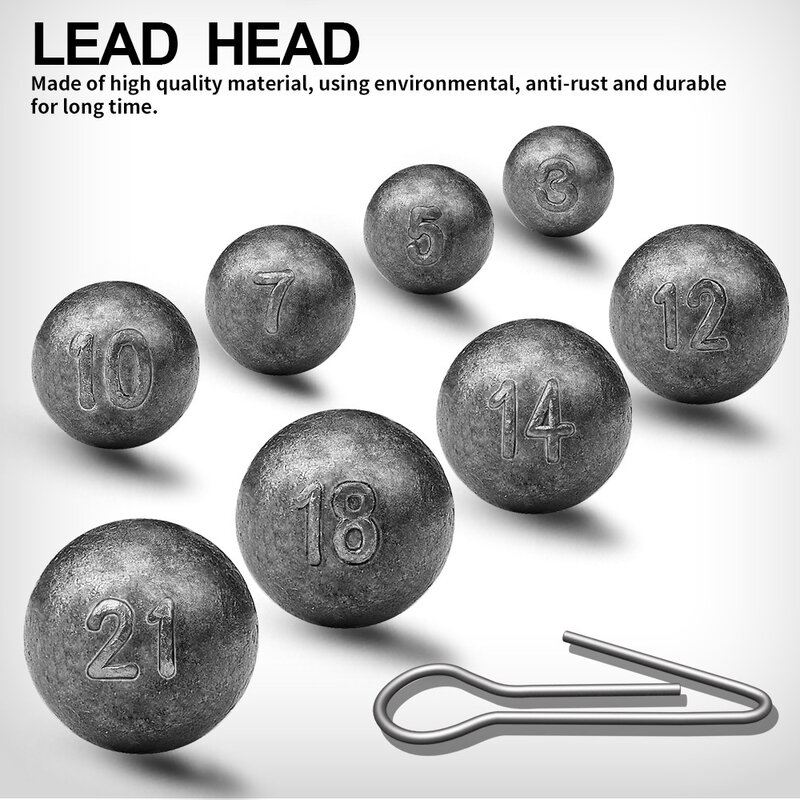 Aksesoris memancing Lead Jig Head 3g 5g 7g 10g 12g 14g 18g 21g Lead Pendant bulat Lead Lead Sinker pemberat umpan