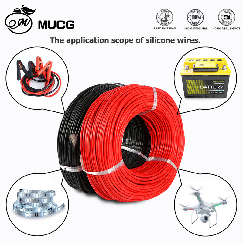 Silicone cable red black wire Car Battery Automotive wiring Electrical wires 10awg 8awg 6awg 4awg 2awg 18 16 14 12 10 8 6 4 awg
