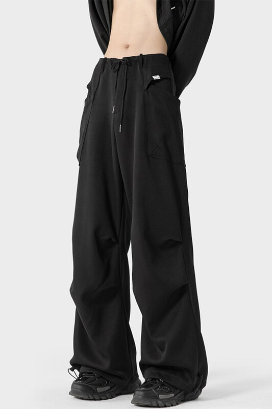 Pantalones Cargo de primavera para hombre, Peto con múltiples bolsillos, Harajuku, holgado, informal, recto, F46