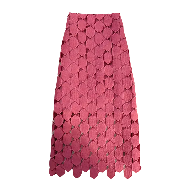Falda de encaje ahuecada para mujer, Falda Midi informal de cintura alta, a la moda, estilo coreano, para fiesta, 2024