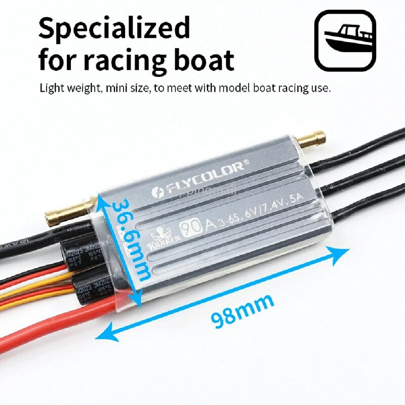 FLYCOLOR KREKEN 40A 60A 90A 120A 150A ESC Waterproof 3-6S 6V/7.4V BEC 2-way 32-bit Brushless Speed Controller for RC Racing Boat