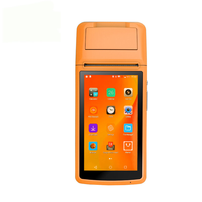 Handheld Android Terminal POS com Tela Sensível Ao Toque, Terminal POS, 58 milímetros Impressora de Recibos, Imprimante térmica para Restaurante, 5,5"