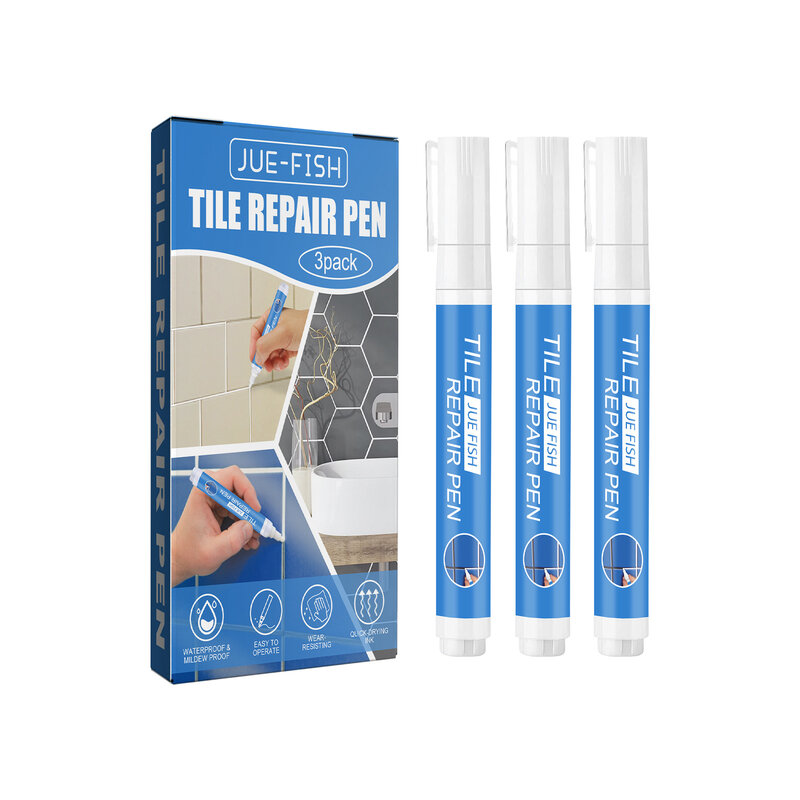 Impermeável White Tile Grout Pen, Tile Gap Repair, Agente de recarga Ferramentas de reparo de costura de piso Marcador de pintura de parede