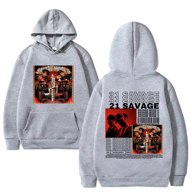 Vendita calda 21 Savage Album stampa grafica felpa con cappuccio uomo donna vintage Hip Hop streetwear Unisex oversize in pile pullover a maniche lunghe