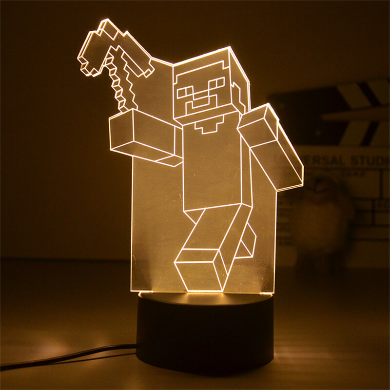 Acrílico LED Night Light Seta Forma, Mudando a cor Nightlight, 3D Game Series Lâmpadas, Decoração do quarto, Kids' Gift