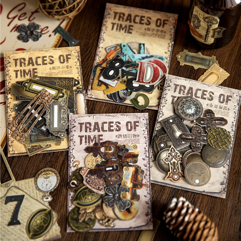 Marcadores de la serie Time Rust, decoración de álbum de fotos, pegatina de papel artístico, 12 paquetes por lote
