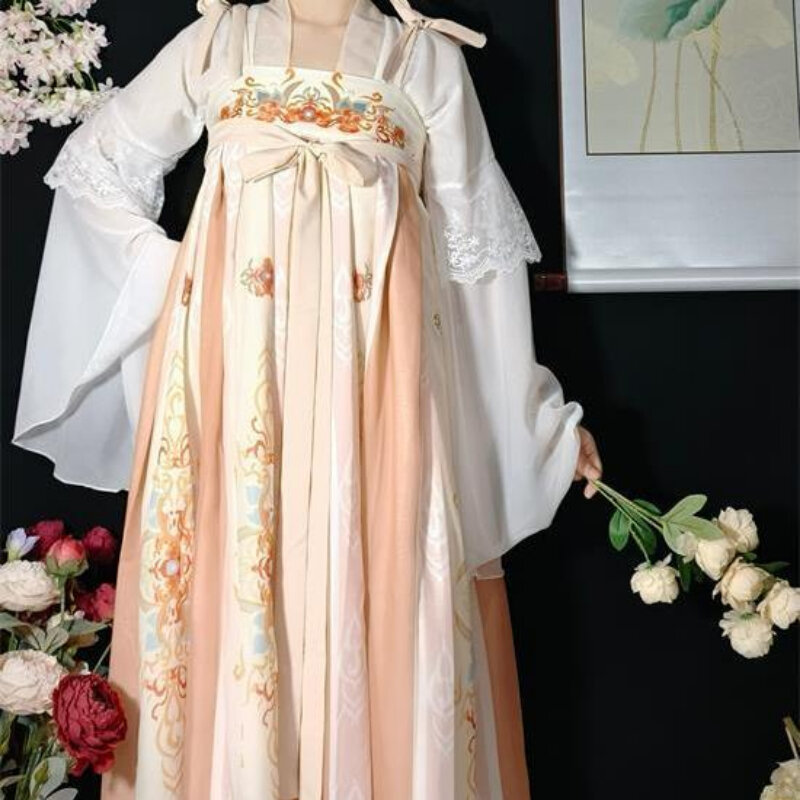 Vestido Hanfu tradicional de estilo chino para mujer, traje de princesa con estampado Floral antiguo elegante, conjuntos de hadas Retro orientales de la dinastía Tang