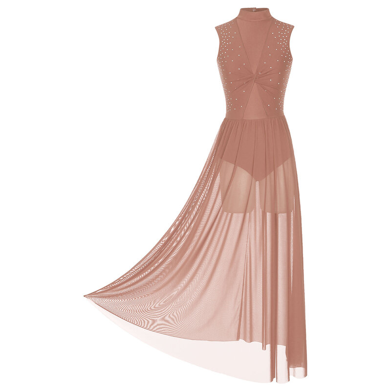 Женское модное Lyrical танцевальное платье, женское прозрачное Сетчатое платье макси с верхним слоем, модная танцевальная одежда