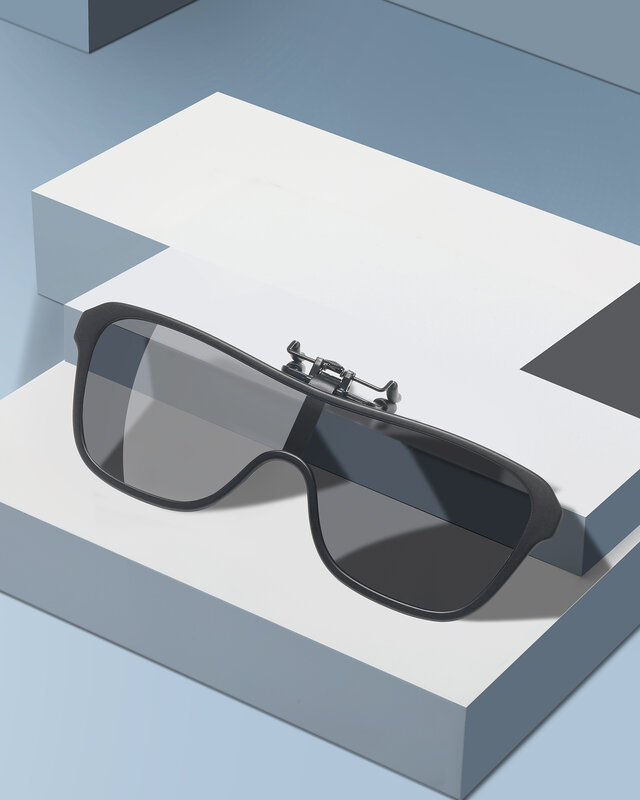 Yoolens-Polarized Clip-On Flip Up Rimless Óculos De Sol, Lente TAC com UV400 K1, Óculos De Prescrição