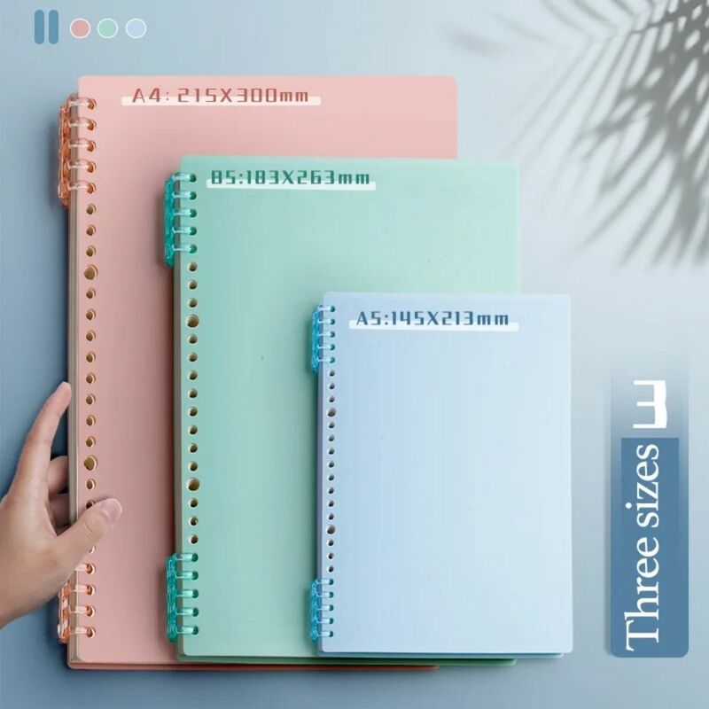 4Pcs A4 A5 B5 Loose-leaf Book Cover New Colorful PP Office School Supplies Cute Stationery Transparent DIY Loose Leaf Notebook