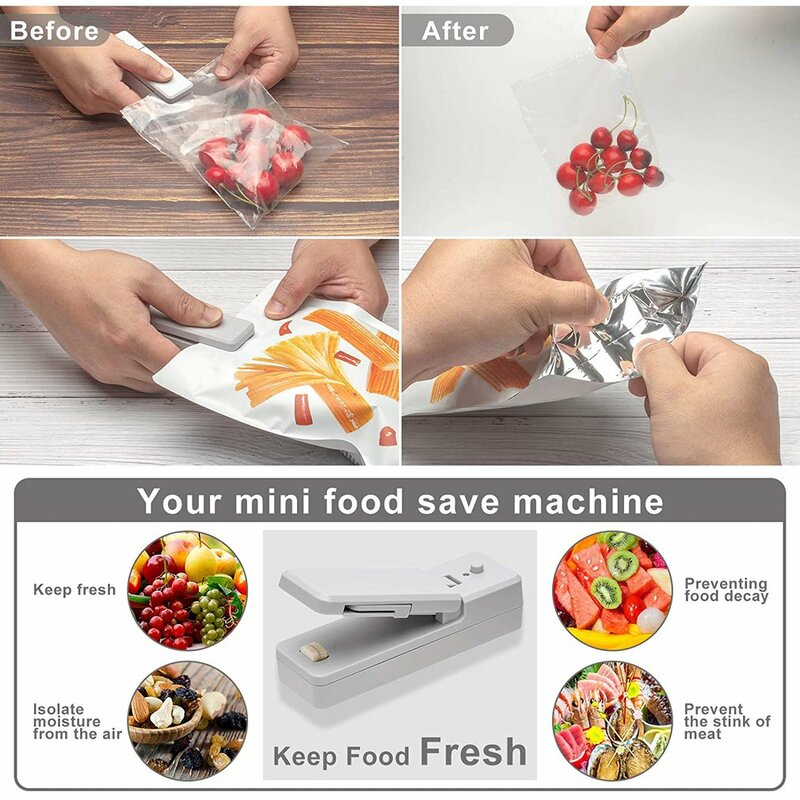 USB Charging Sealing Machine Household Snack Plastic Packaging Bag Heat Sealer Food Saver For Plastic Bags Package Mini Gadgets