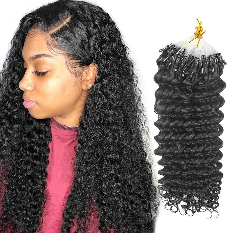 Deep Culry 100% Real Human Hair 50g/Pack Micro Loop hair extensions human hair for Black Women for #1B Color