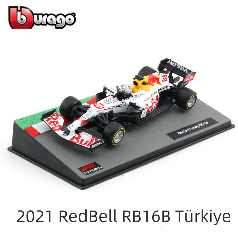 Bburago 1:43 2021 F1 Redbull Honda RB16 RB16B #11 Perez /33 Max ตุรกีภาพวาดสีขาวสูตร Racing Diecast รุ่นรถ
