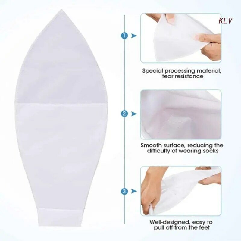 Calcetines de compresión con punta abierta para hombre y mujer, medias con aplicador, fáciles de deslizar, 10 paquetes