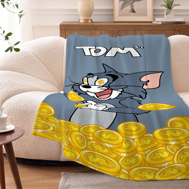 Теплое зимнее одеяло T-Toms and Jerrys, флисовое воздушное мягкое одеяло для кемпинга, сна, мультяшное декоративное покрывало для дивана, постельное белье из микрофибры