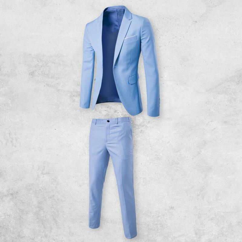 1 Set Stylish Formal Suit Turndown Collar Single-breasted Super Soft Pure Color Buttons Blazer Pants