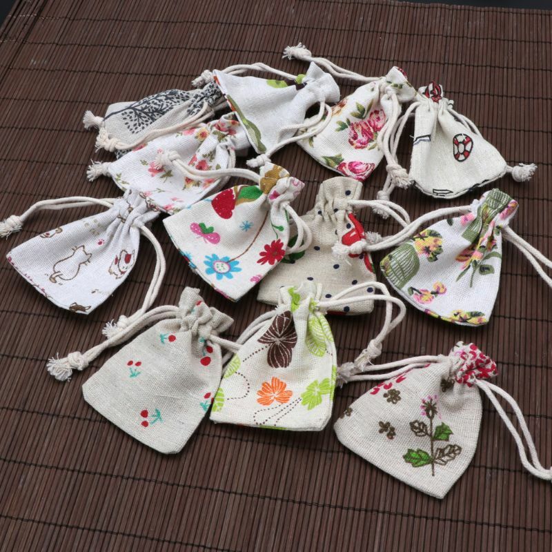 Bolsas muselina flores 2,8x3,5 en bolsas algodón con cordón para joyería para fiesta