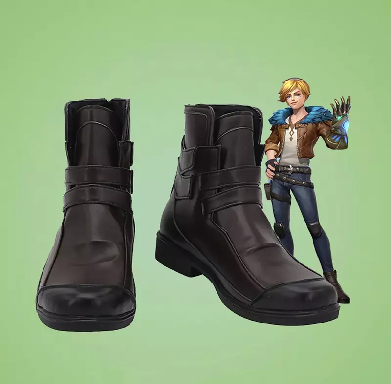 LOL Ezreal Cosplay Boots Brown Shoes Custom Made for Boys and Girls Cosplay Accessories