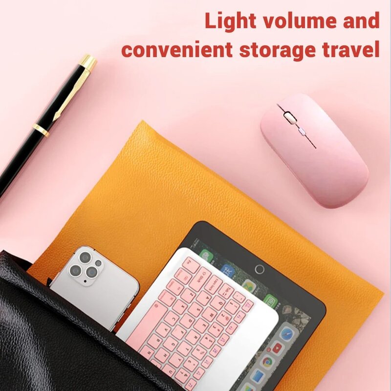 Keyboard Mini nirkabel Bluetooth 9,7 inci, Mouse Bluetooth portabel untuk iPad, generasi ke-10, Air 2, Tablet telepon portabel untuk Xiaomi Android