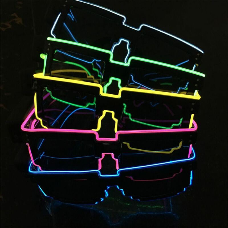 Halloween natale compleanno mosaico LED occhiali Neon Party nightclub Wireless LED Light-up occhiali Glow in the Dark