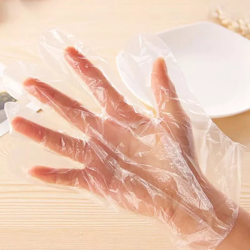 100PCS Plastic Disposable Gloves Grabbing Dipping Stirring Salad Family Food Grade Safe Kitchen Accessories Thickened Gloves
