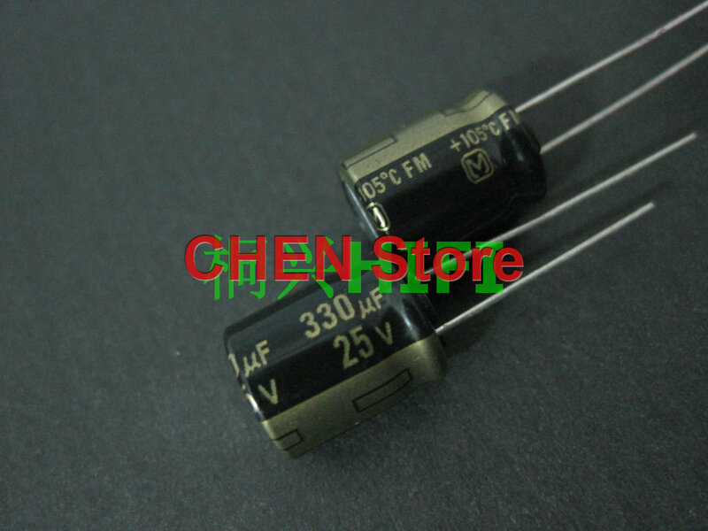 20 pces/50 pces matsushita capacitor fm 25v330uf 10x12.5mm 330uf/25v ultra baixa resistência interna capacitor eletrolítico 330uf 25v