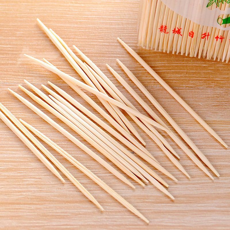 Palillos dientes madera bambú desechables, 100 Uds., doble cara, para casa, restaurante, envío directo