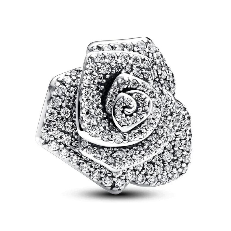 2024 hadiah Hari Ibu 100% 925 perak kualitas tinggi Logo asli liontin mawar putih jimat cinta ibu Enamel perhiasan gelang DIY