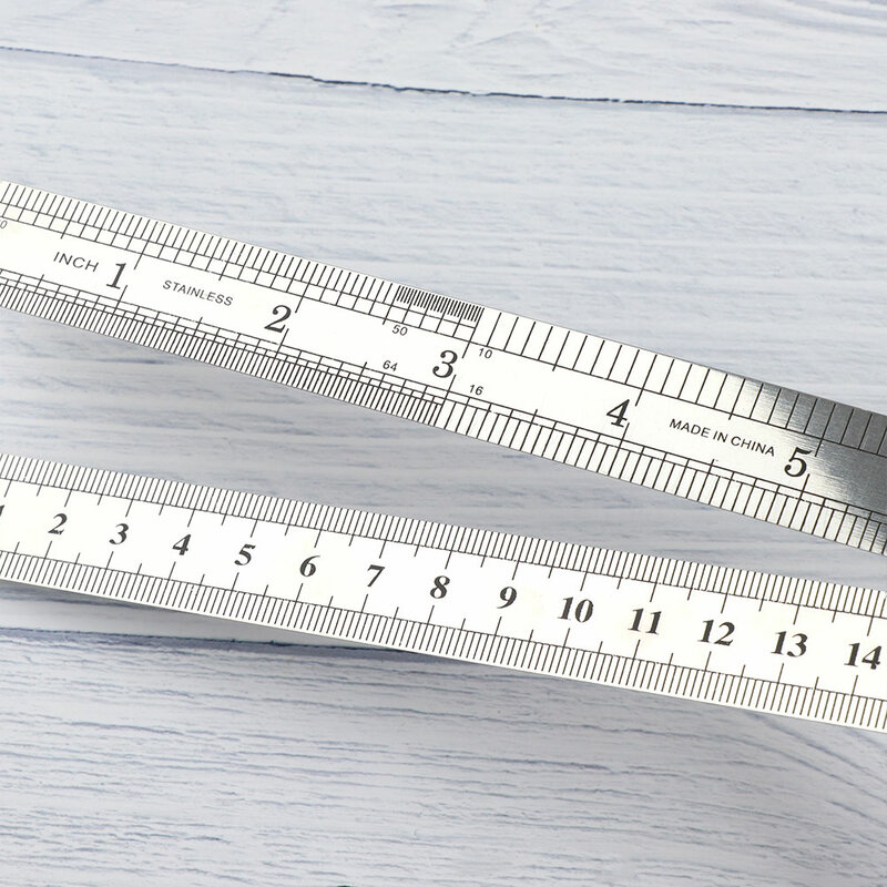 1pc 15cm 6 Polegada régua reta de aço inoxidável dupla face métrica regra precisão ferramenta medição escola material escritório