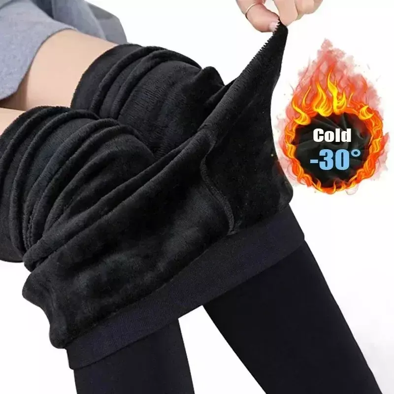 Calze termiche da donna inverno caldo elastico sottile collant in pile collant addensare peluche Leggings a vita alta pantaloni calza