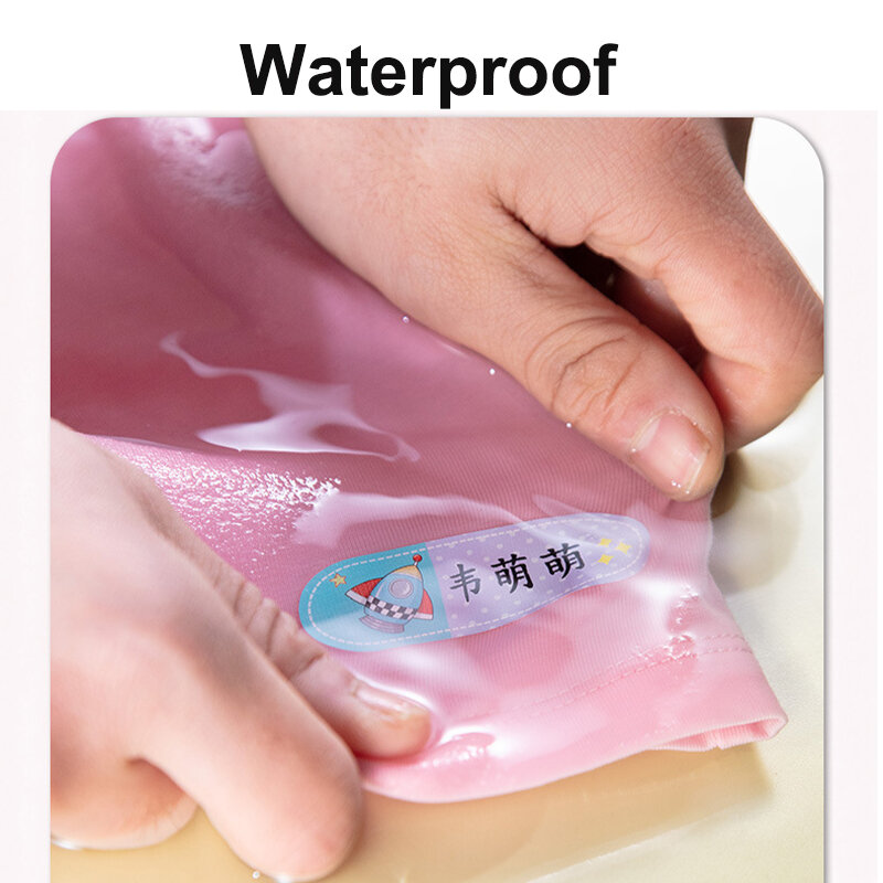 Nazwa naklejki na ubrania wodoodporne niestandardowe Kawaii naklejki spersonalizowane zmywalne etykiety dla dzieci tkaniny prasowanie wklejanie tagi