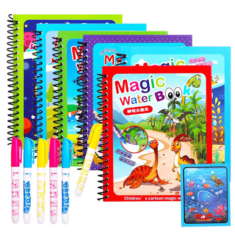 Montessori ของเล่น Magic Water Drawing Book Reusable สมุดภาพระบายสีภาพวาดปากกาวาดรูป Sensory Early ของเล่นเพื่อพัฒนาการสำหรับเด็ก