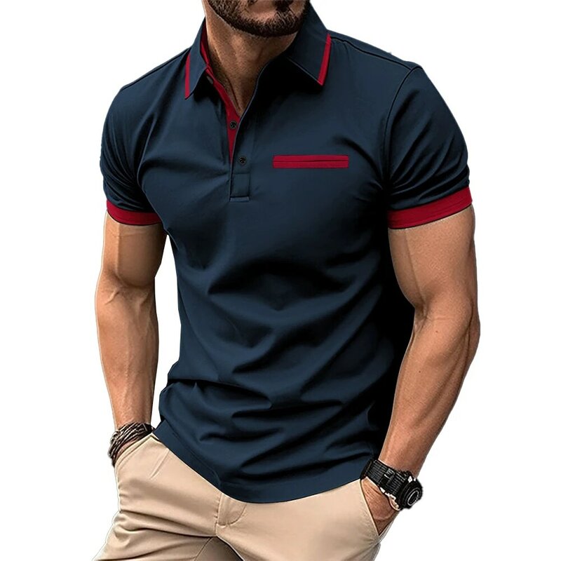 Male T Shirt T Shirt Regular Short Sleeve Slight Stretch Summer T Shirt Brand New Turn-Down Collar Comfy Fashion