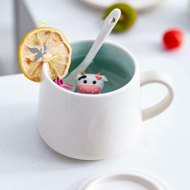 Tazas de café de cerámica con forma de Animal de dibujos animados con asa, taza de té, jugo, leche, té, accesorio para beber, regalo para novia y niño