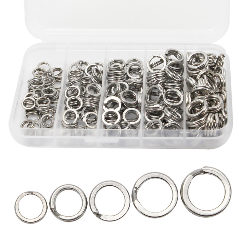 Hook Sets Split Ring Silver Snaps Swivels Terminal Tackle 304 Stainless Steel For Crank Bait Resistant Corrosion