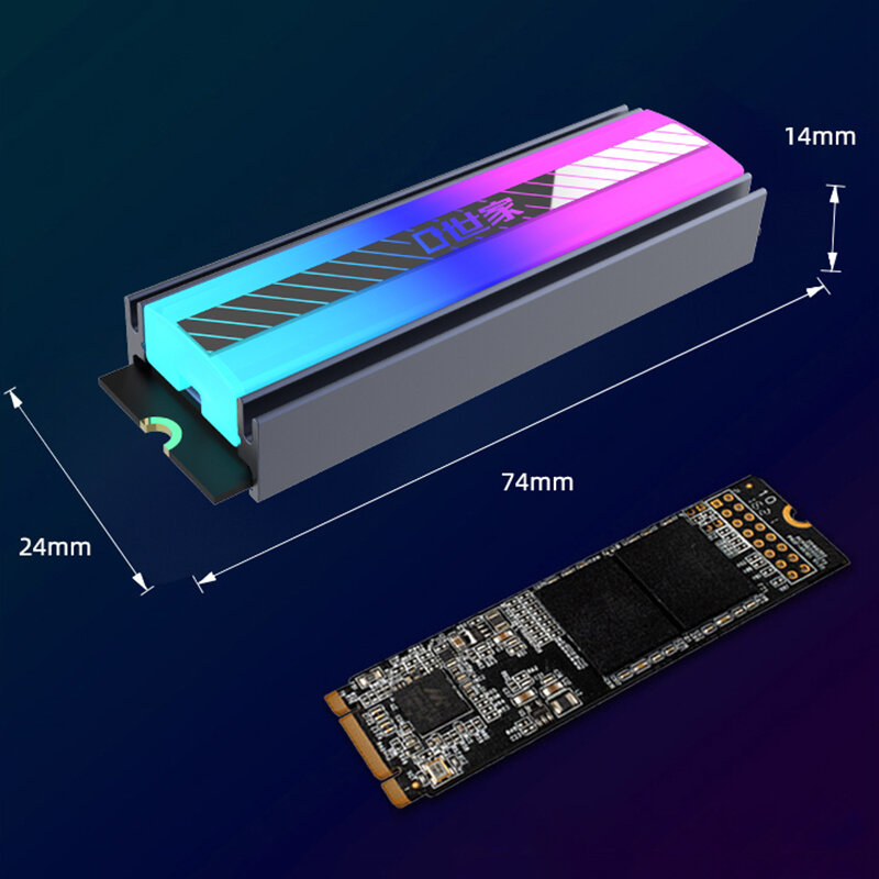 TEUCER-M.2 NVME Dissipador de calor SSD, Solid State Drive, 3Pin, ARGB, luzes coloridas, 2280, 5V