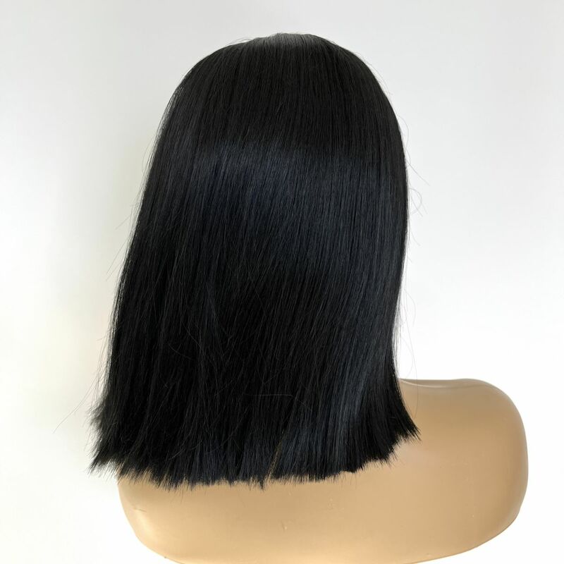 Full Head Black Fashion Synthetic Wigs Short Bob Glueless Lace Front Wigs Natural