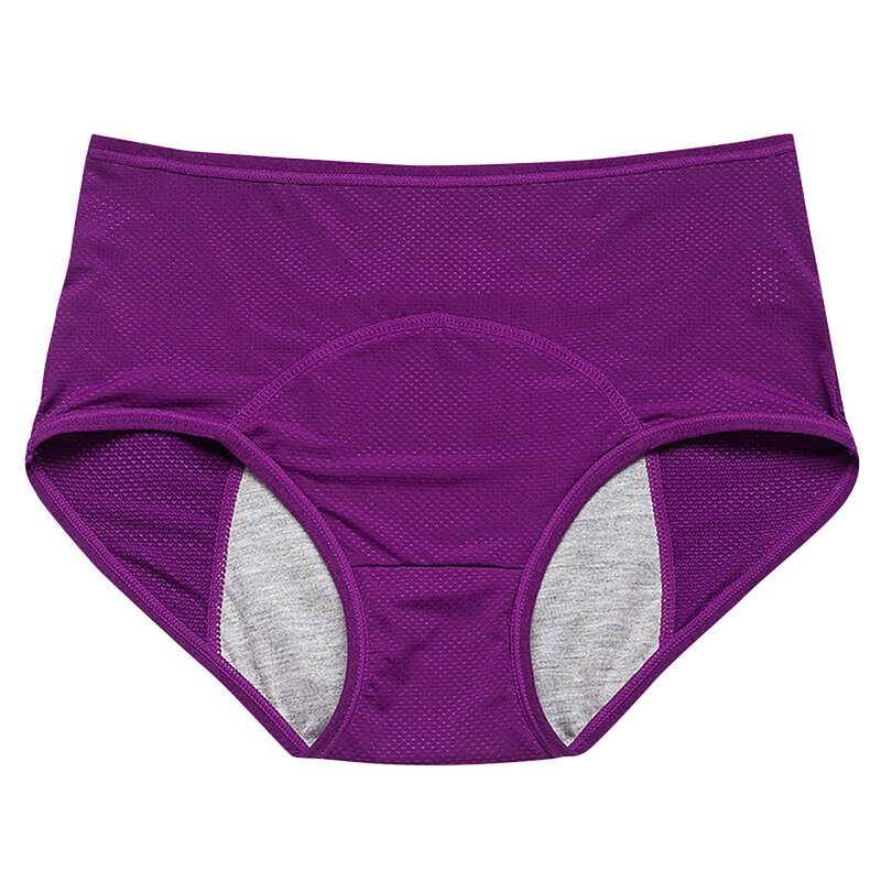 Bragas menstruales de algodón de cintura media para mujer, posparto, talla grande, Color sólido, transpirables, impermeables, completamente cubiertas