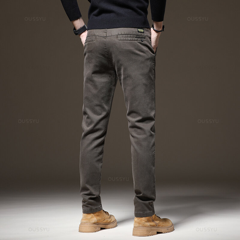 2024 New Summer Thin High Quality Pants Men Elastic Waist Slim Coffee Twill Brand Clothing Cargo Trousers Male Plus Size 28-38
