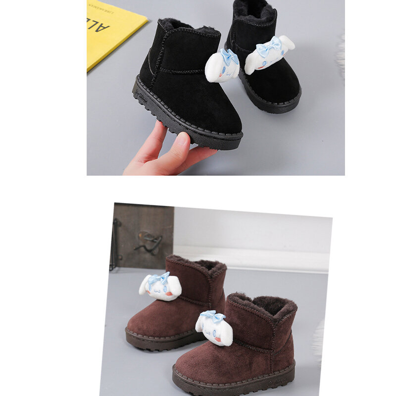 Sanrio My Melody Snows Boots Anti-Slip Children Anime Figure Winter Thicken Keep Warm Cotton Shoes Kawaii Cute Cartoon New Style