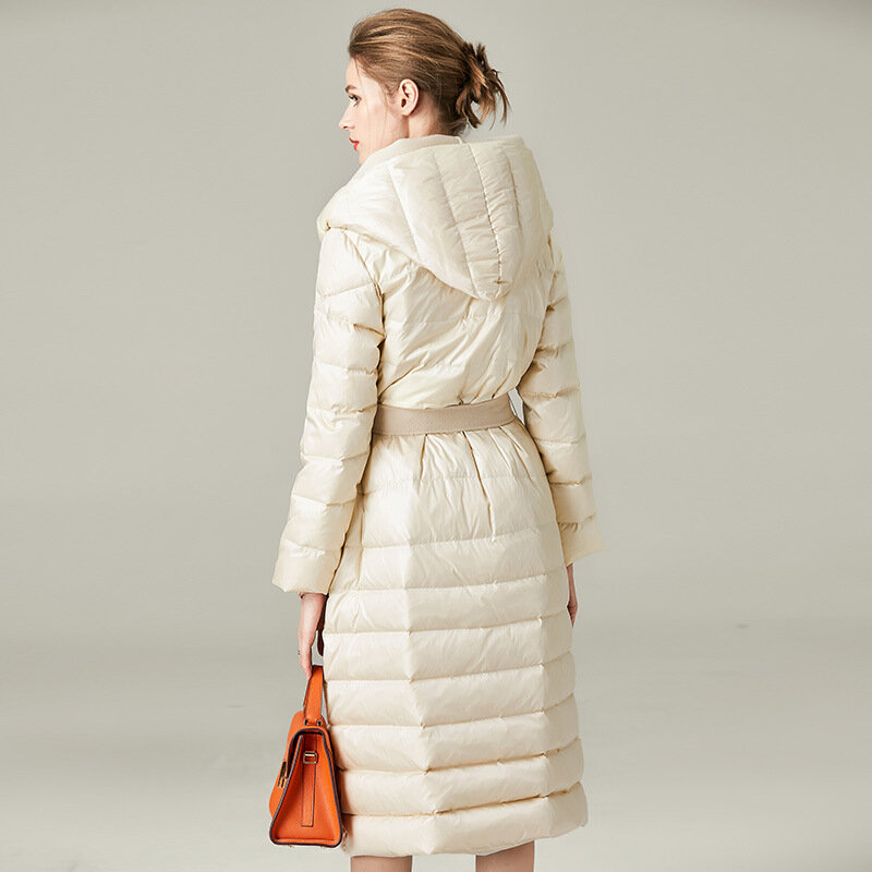 2022 New Winter Women Black White Duck Down Coats Fashion Ladies Hooded Ski Warm Jackets
