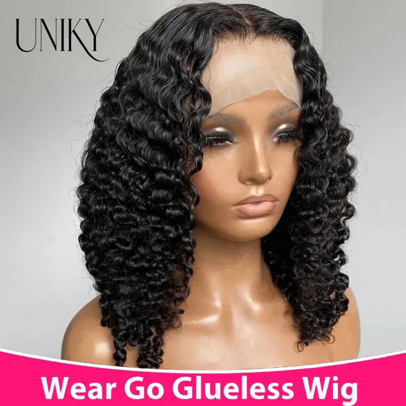 Deep Wave Short Bob Wig Human Hair Wear and Go Glueless Lace Front Wigs 4x4 6x4 Pre Cut Clouse Wigs Water Curly Frontal Wig