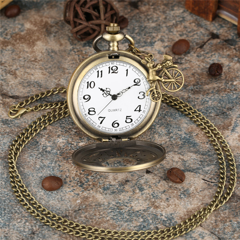 Reloj de bolsillo de cuarzo ahuecado antiguo, cubierta de tarjeta de póker Retro, cazador completo, collar, cadena colgante, accesorio de conejo de equitación