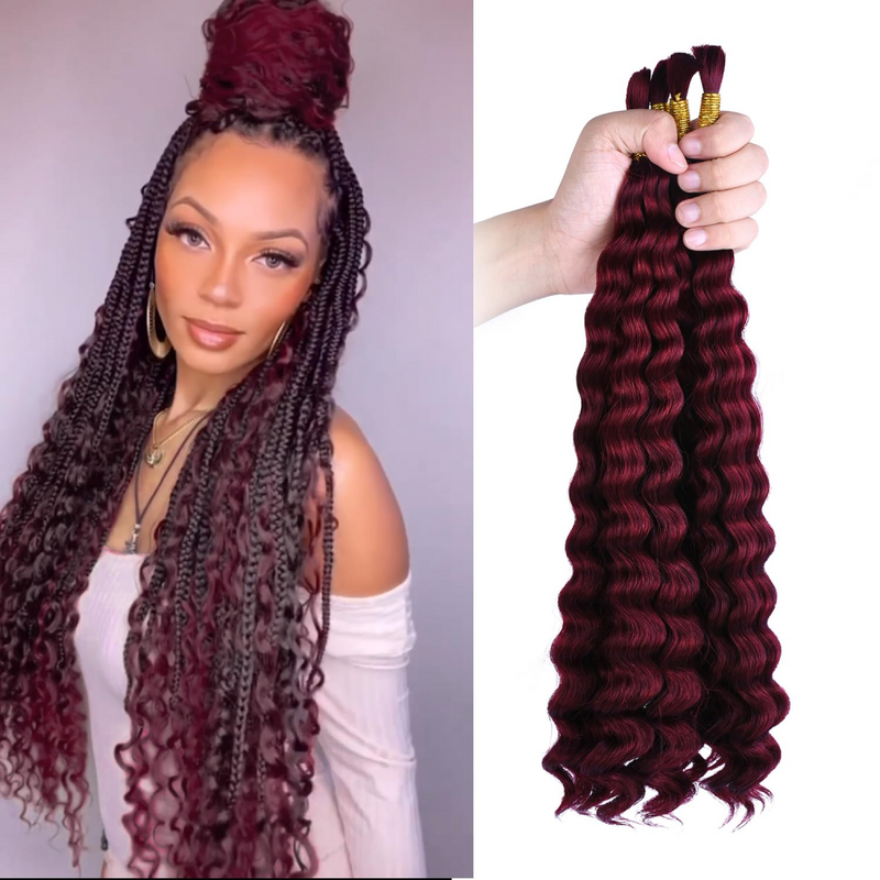 Jahe 350 # rambut manusia besar untuk mengepang Brasil gelombang dalam jumlah besar 100 gram ekstensi rambut Remy berwarna untuk rambut alami wanita