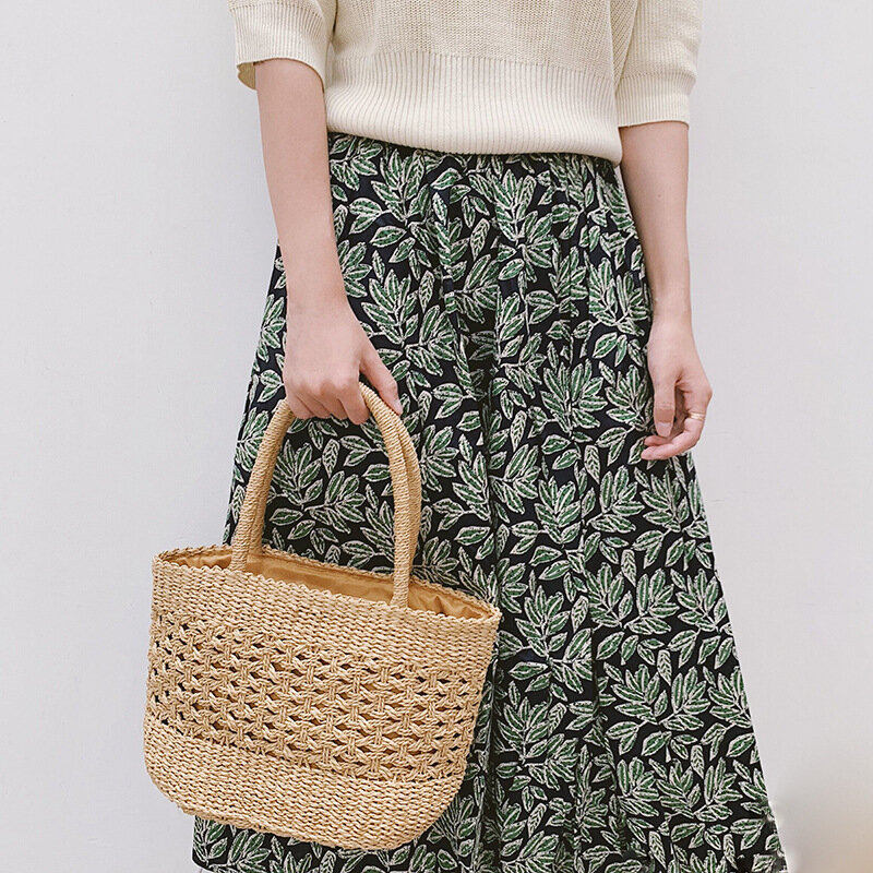 Женские Соломенные Сумочки, большая летняя пляжная сумка-тоут, плетеная Сумка с круглой ручкой, сумочка на плечо, функциональная сумочка K5DA