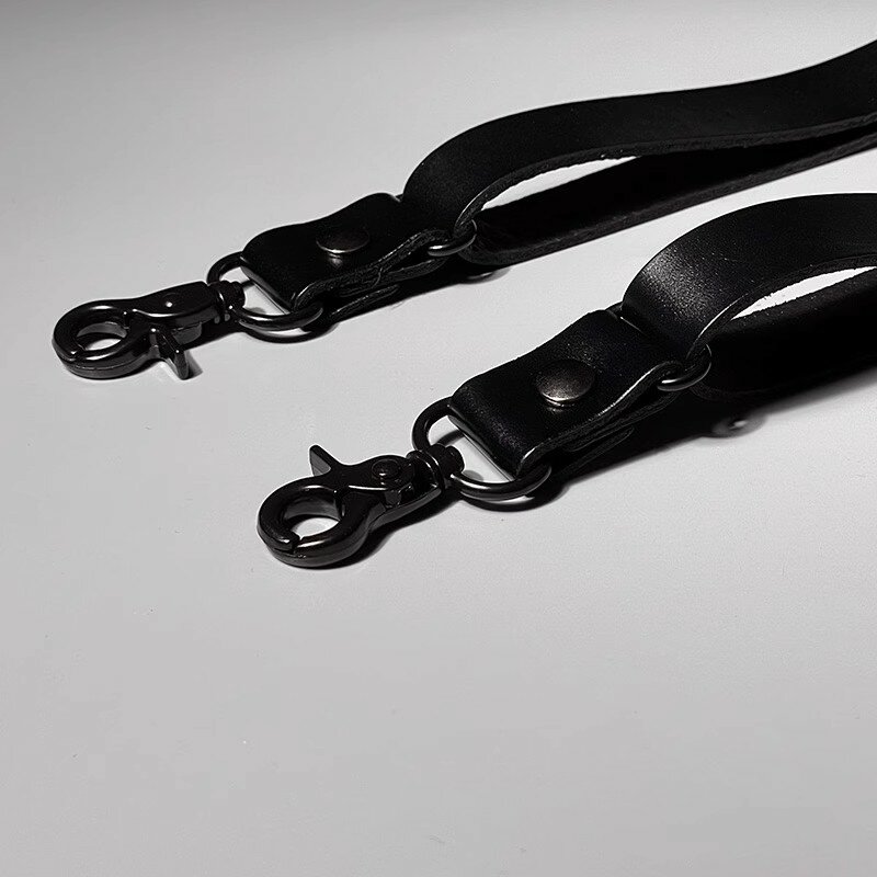 Bretelles en Cuir Noir pour Homme Adulte, Bretelles Réglables pour Pantalon, SFP, Accessoires de Mariage, 1.8x115cm