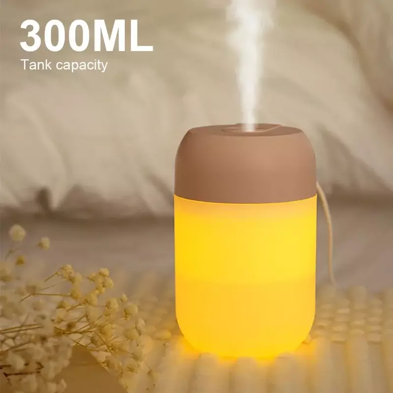 Nawilżacz generujący chłodną mgiełkę z lampką nocną 300ML cichy dyfuzor olejek eteryczny do nawilżacza powietrza do sypialni dziecka w domu biuro, USB