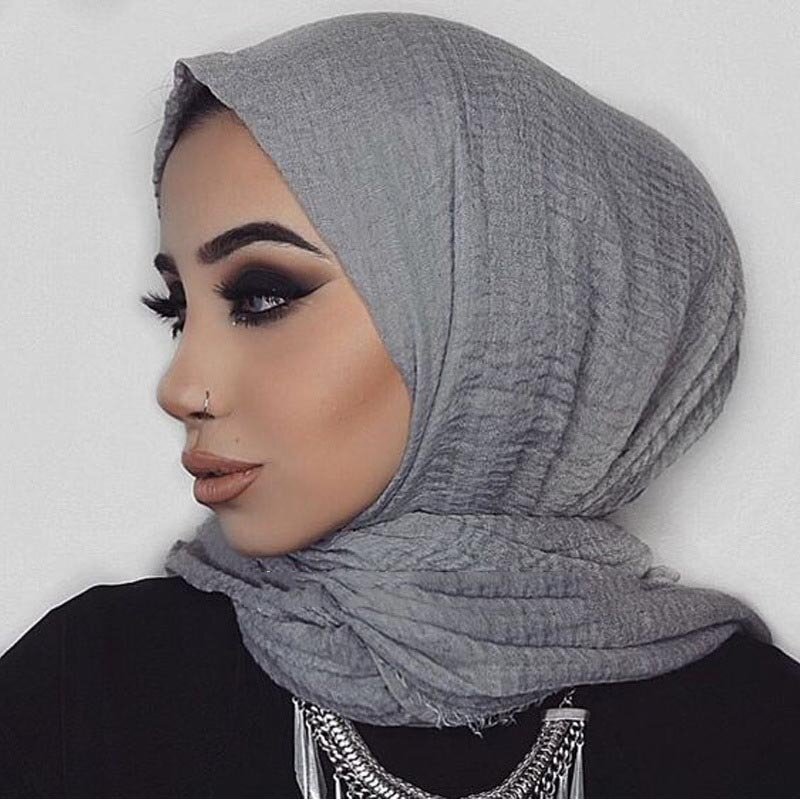 Hijabs muçulmanos de linho de algodão para mulheres, lenço monocromático, tamanho grande, xales lisos, turbante islâmico, tiaras, novo